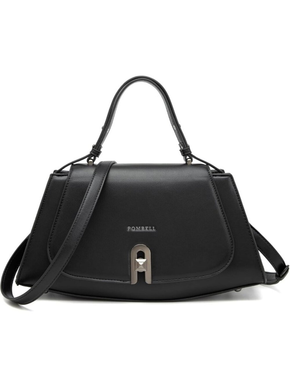 Chic Vegan Leather Crossbody Bag with Twist Lock - Stylish Trapezoid Handbag